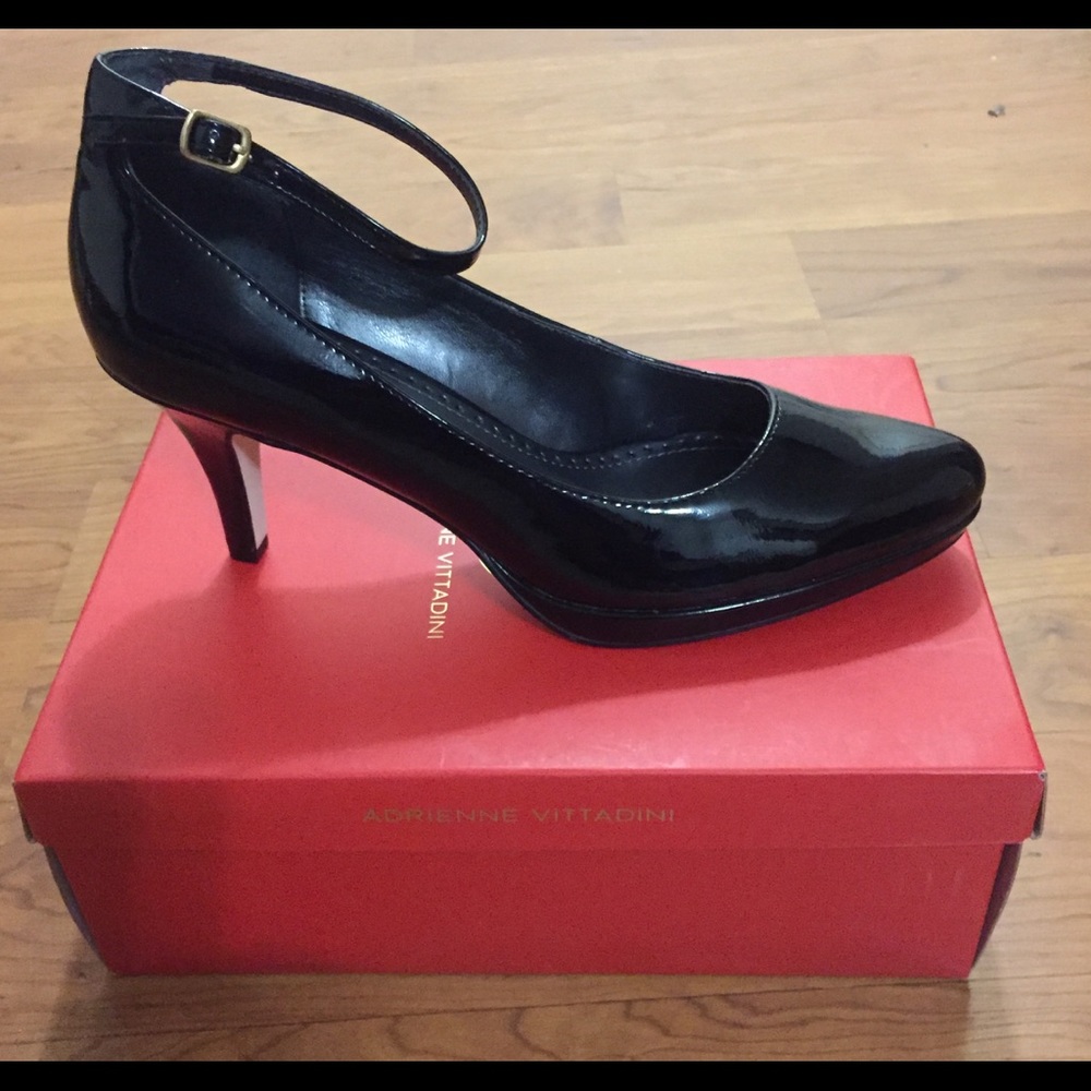 Adrienne Vittadini Parma Patent Ankle Strap Pump